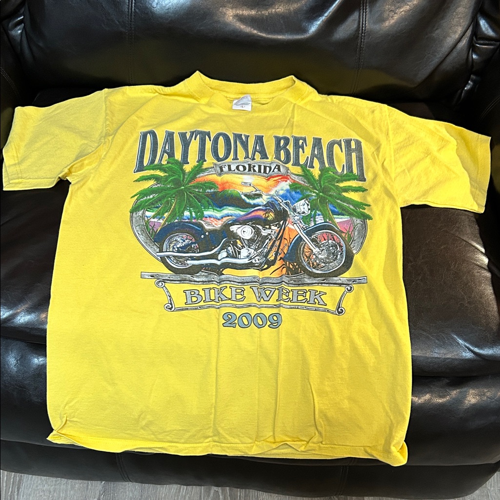 Daytona Beach Florida Bike Week Graphic Tee  Yellow